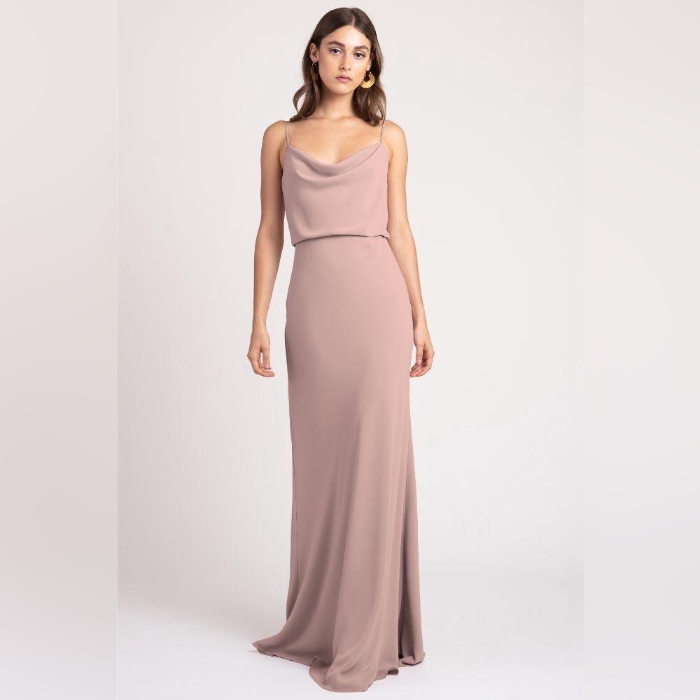 Jenny Yoo BHLDN maxi dress fig lavender bridesmaid cowl drape capri bianca long